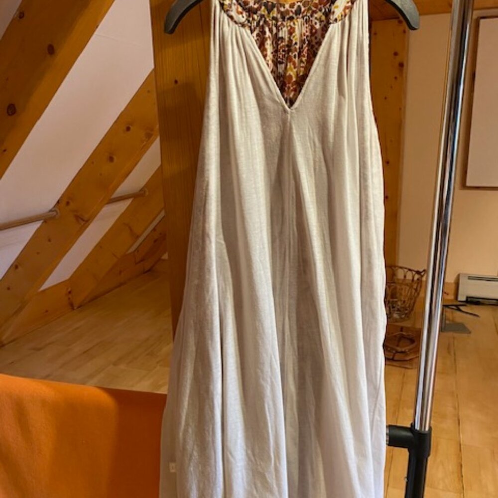 Garnet Hill Cream, Brown and Yellow Patterned Sleeveless Dress - Picture 7 of 14